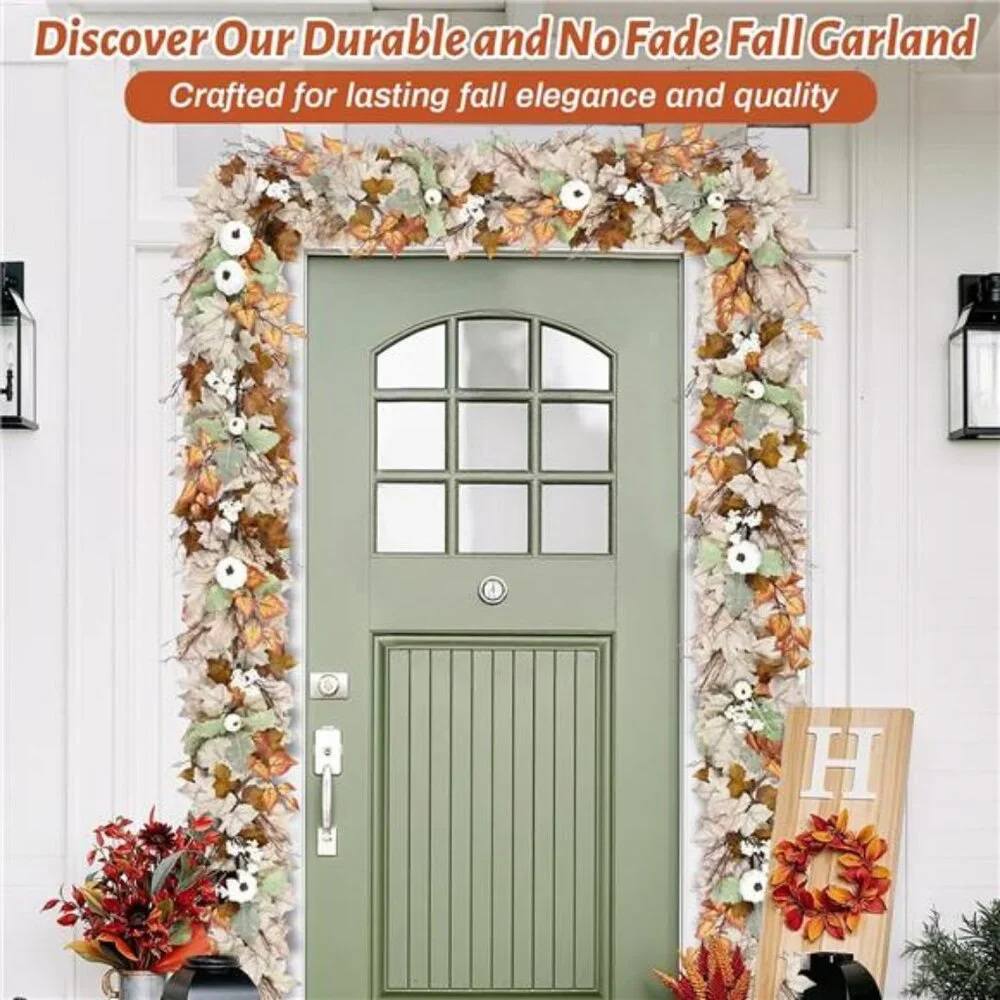 Fall Decorations for Home, 5.9Ft Fall Garland for Mantle, Fall Leaves Garland